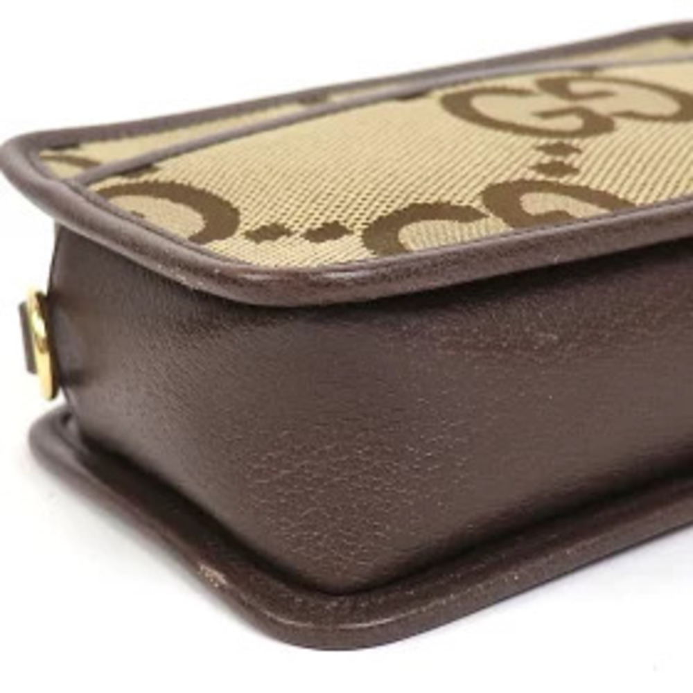 Gucci Jumbo GG Bag Canvas Camel Brown Shoulder Crossbody MESSENGER - Picture 8 of 13